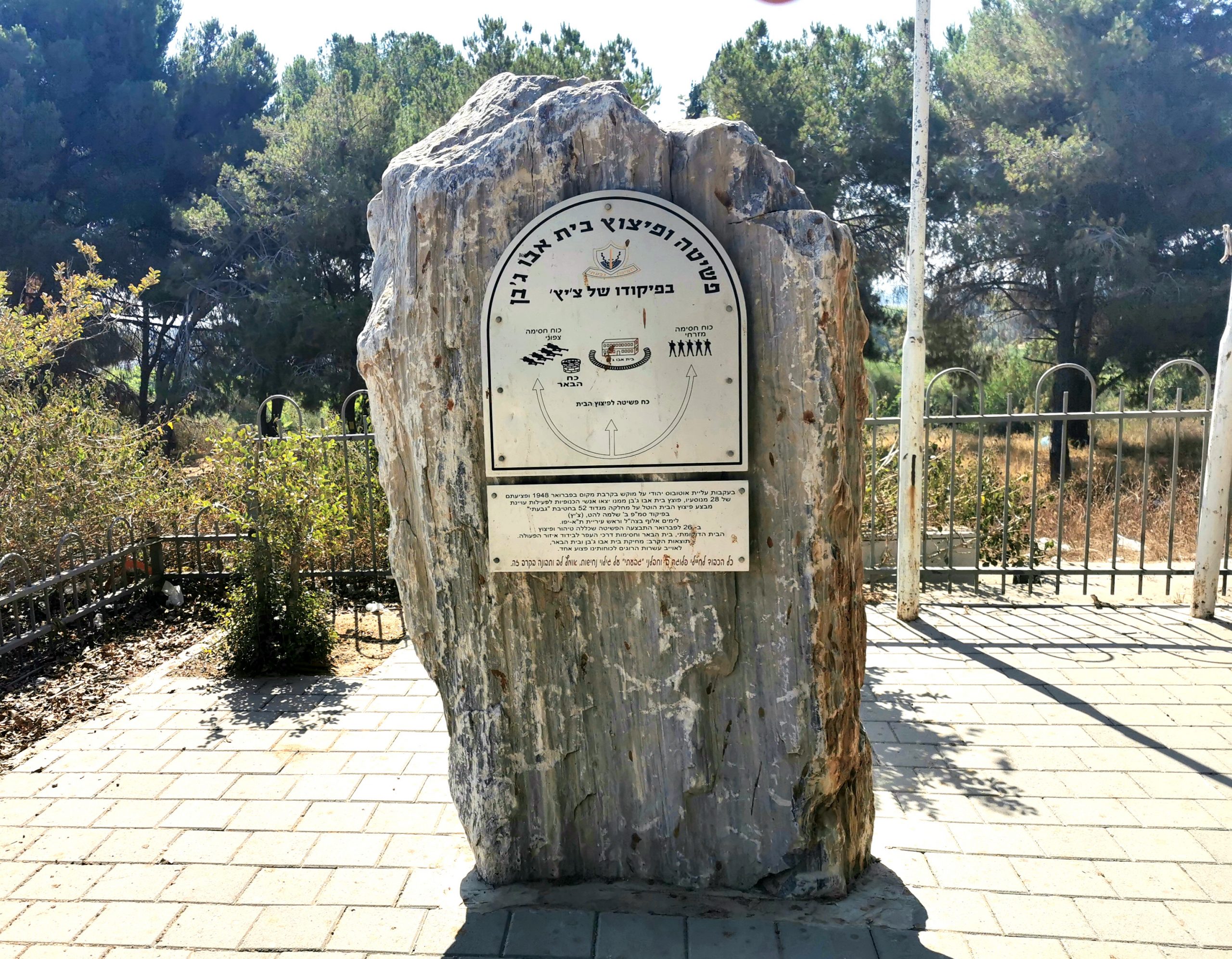 אנדרטה לזכר הפשיטה ופיצוץ בית אבו ג'בן, פברואר 1948